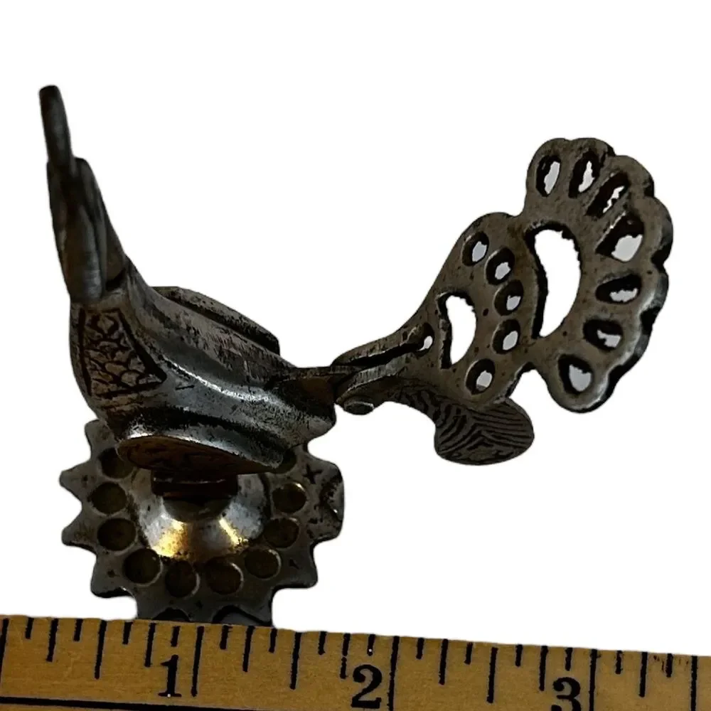 VTG Egyptian Solid Silver Brass Bird Kohl Eyeliner‎ Peacock Figurine 4 1/2